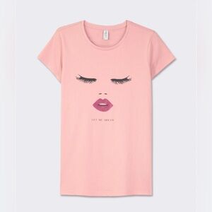 Piazza Italia Cotton T-Shirt with Regular Fit and Metallic Pink Women Medium